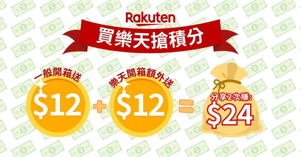 【買樂天搶積分】交流區開箱 Rakuten 雙重積分賞回歸！賺高達$24積分獎賞