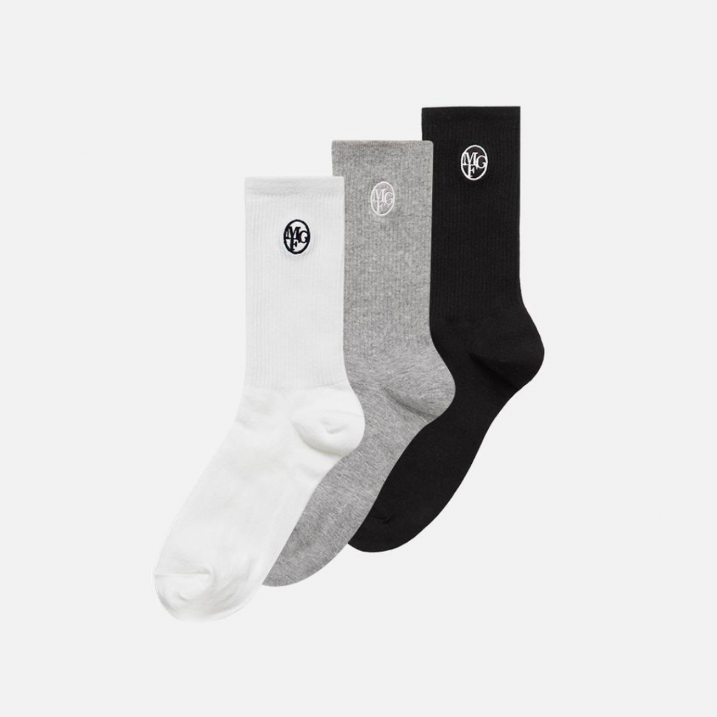 Marithé François Girbaud 熱門單品推介 5. 經典刺繡 LOGO 基本款襪子 黑/白/灰 3對一組