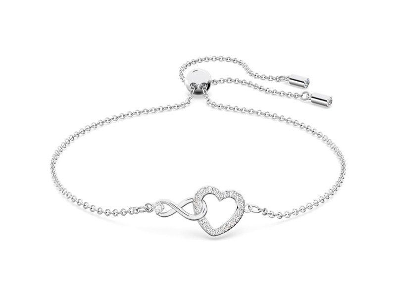Swarovski Infinity Heart bracelet with clear crystals in rhodium finish